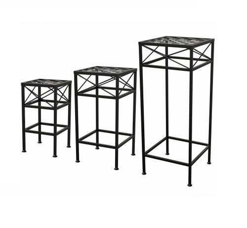 Panacea 3-Piece Nested Cross Hatch Square Plant Stands, Model # 82216