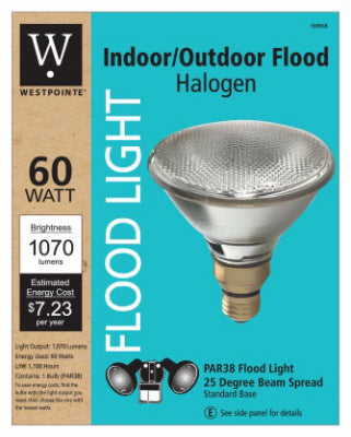 Westpointe, 60W, Par38, Indoor/Outdoor, Standard, Halogen Flood Bulb