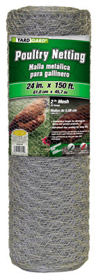 24" x 150', 2" Mesh, Galvanized Poultry Net Chicken Wire 20 Gauge Midwest 308494B