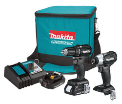 Makita 18-Volt LXT Sub-Compact Cordless Combo Kit, Drill/Impact Driver, 2 Lithium-Ion Batteries