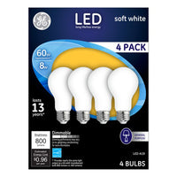 GE, 4 Pack, LED8DAGSW15-4P, 8W, Soft White LED General Purpose Bulb