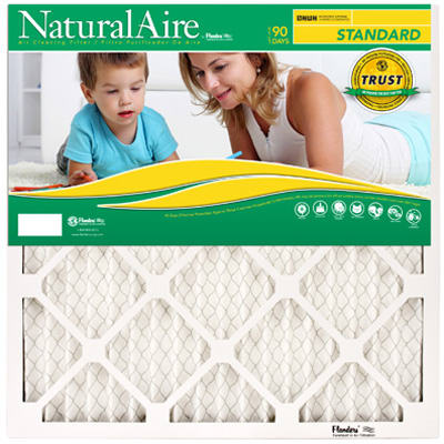 20" x 20" x 1", NaturalAire Standard Pleated Air Filters, Case of 12, MERV 8, 84858.012020