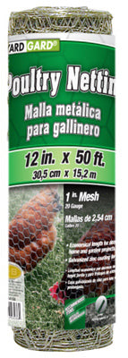 12" x 50', 1" Mesh, Poultry Netting Chicken Wire 20 Gauge, Midwest 308415B