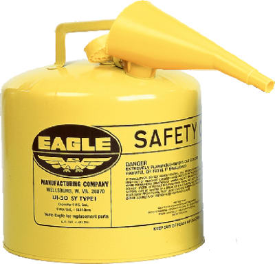 Eagle 5 Gallon Yellow Type 1 Steel Safety Diesel Gas Can With F-15 Funnel UI-50-FSY